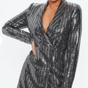 Missguided Gunmetal sequin blazer dress